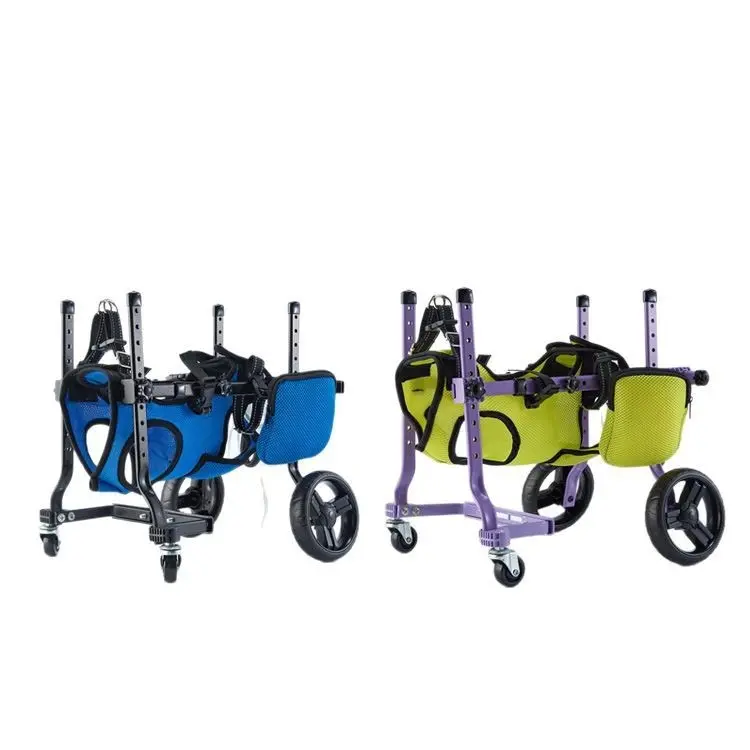 Rehabilitation training walking aid for small dogs, four-wheel assistive portable pet wheelchair for outdoor use