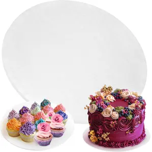 PixiPy Round Cake Board 14 Inch White - Heavy Duty Cardboard Cake Drum with Smooth Surface - Food Safe Grease Resistant Base for Cakes, Pies, Pastries and Breads
