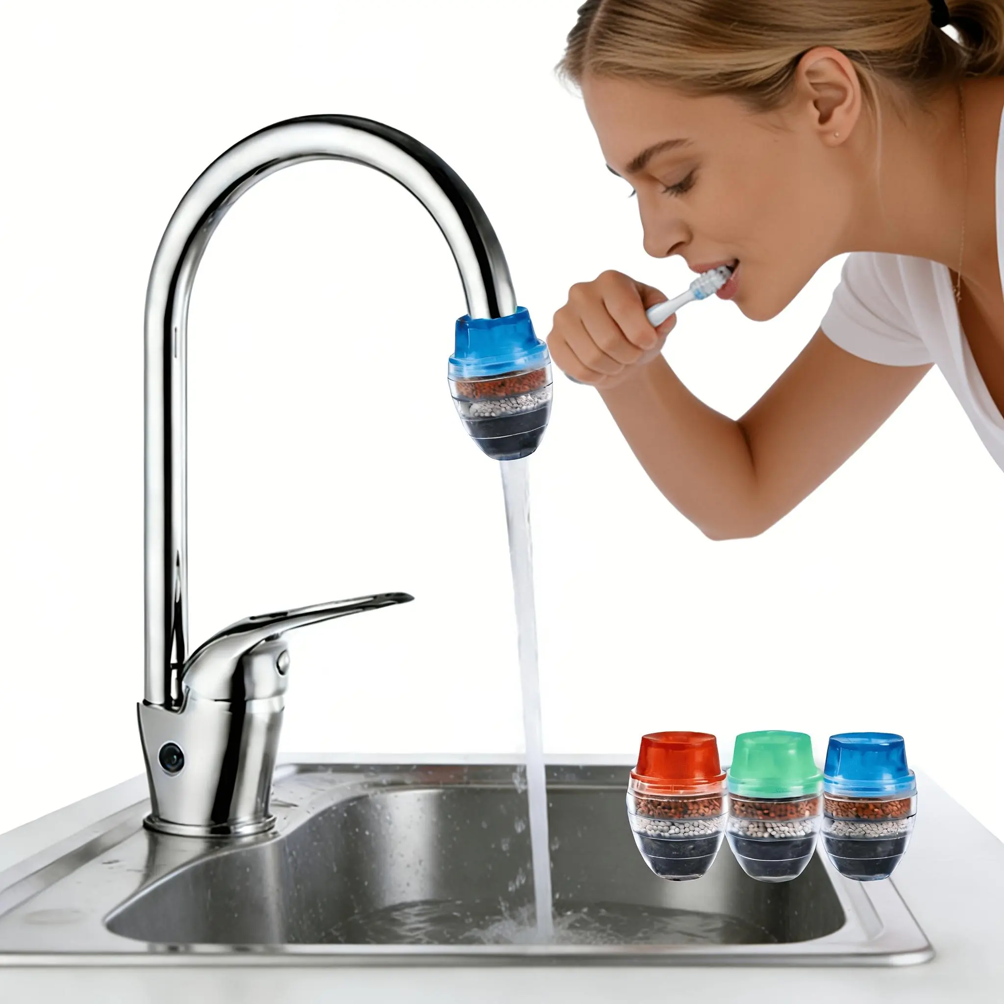 Premium Tap Water Filter, Purify Water for Brushing & Face Washing, Reduces Chlorine & Heavy Metals, Improve Water Quality, Easy Install Faucet Attachment