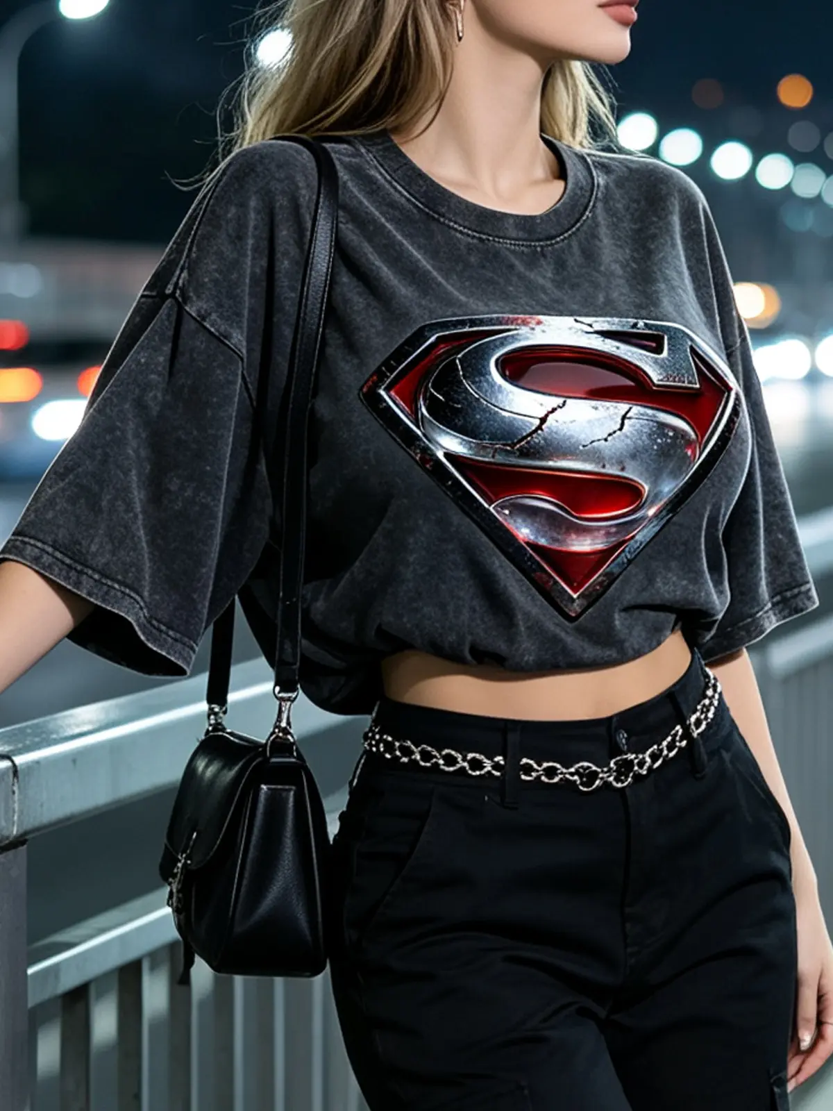 Justice League Vintage Washed Distressed Superman Cracked Metal S Shield Graphic T Shirt, Oversized Unisex Streetwear Short Sleeve Tee, Retro Superhero Comic Fan Casual Top, gifts, parties, festivals campingessentials