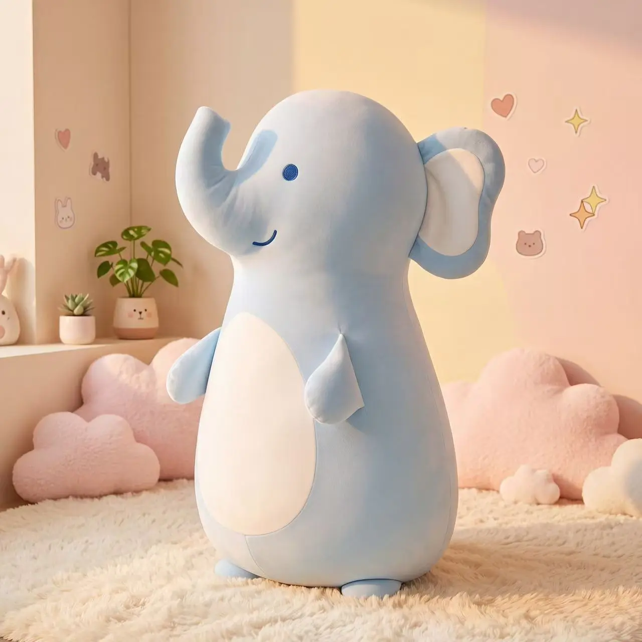 Soft, soothing animal long hugging pillow | Elephant / Piglet / Penguin — sleep companion, cute little elephant plush toy