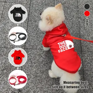 "THE DOG FACE" Black White Text Print Harness Hole Milk Silk Pet Sweatshirt, Autumn Winter Fleece Warm Pullover, Machine Washable Soft Fabric for Small Medium Dogs - Teddy Pomeranian Schnauzer Dachshund, Indoor Outdoor Use