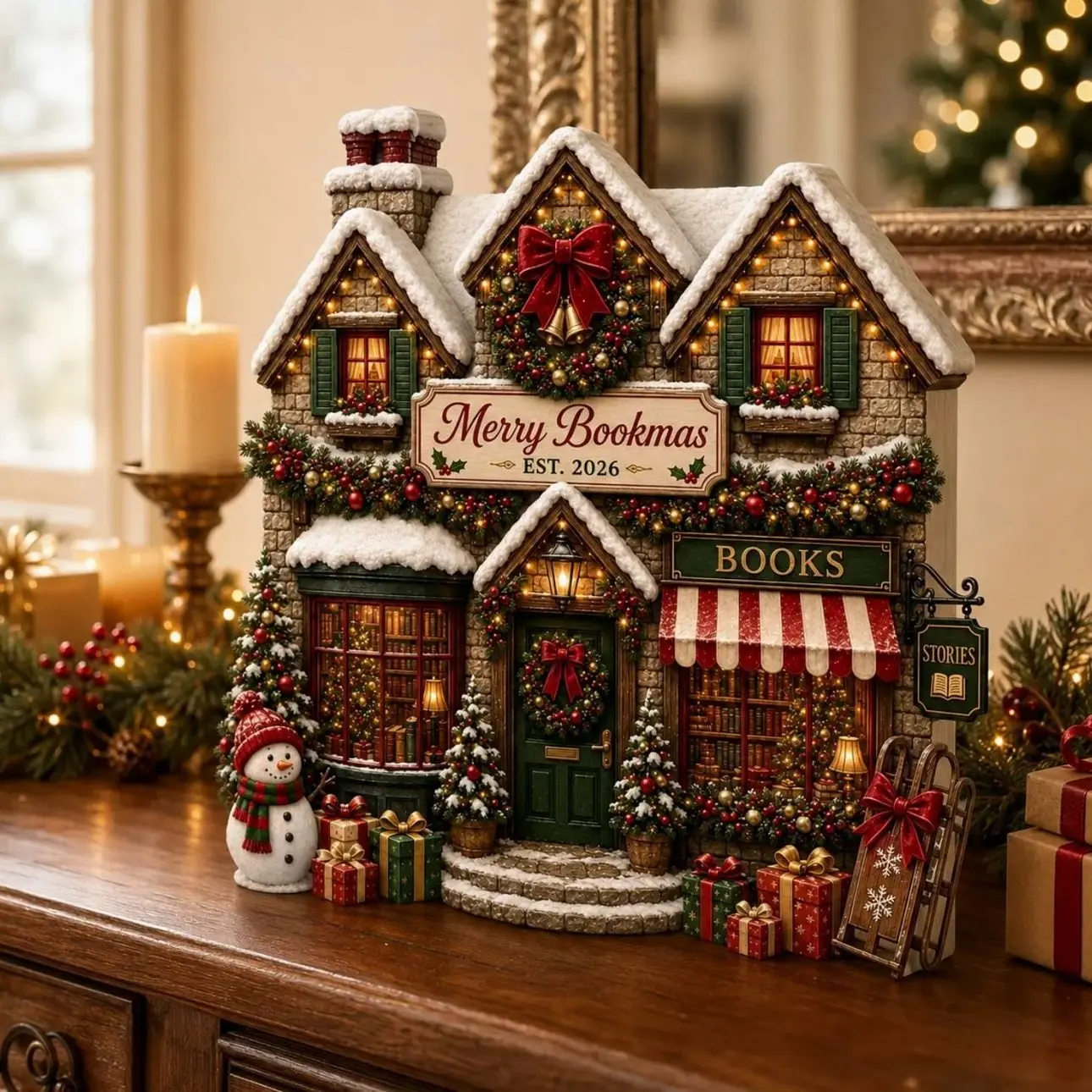 Custom Christmas Gingerbread House Decor, Personalized Family Name Wooden Block, Holiday Mantel Display, New Home Gift for Parents