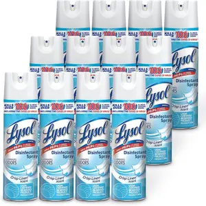 Lysol Disinfectant Spray, Household Essential Cleaning Supplies, Multi-Purpose Room Spray, Antibacterial Sanitizer Spray, Upholstery Deodorizer, Home and Bathroom, Crisp Linen,19 Fl Oz (Pack of 12)