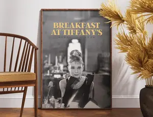 Breakfast at Tiffany's Poster, Retro Movie Poster, Vintage Poster, Audrey Hepburn, Black and White, Wall Art, Home Decor, Gift for Her
