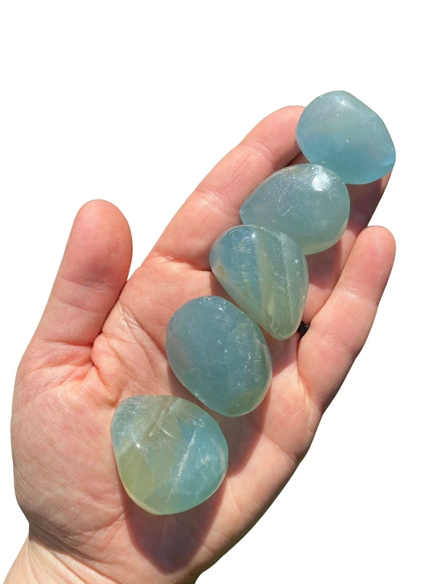 Lemurian Aquatine Calcite Tumbled Stone - Grade AA