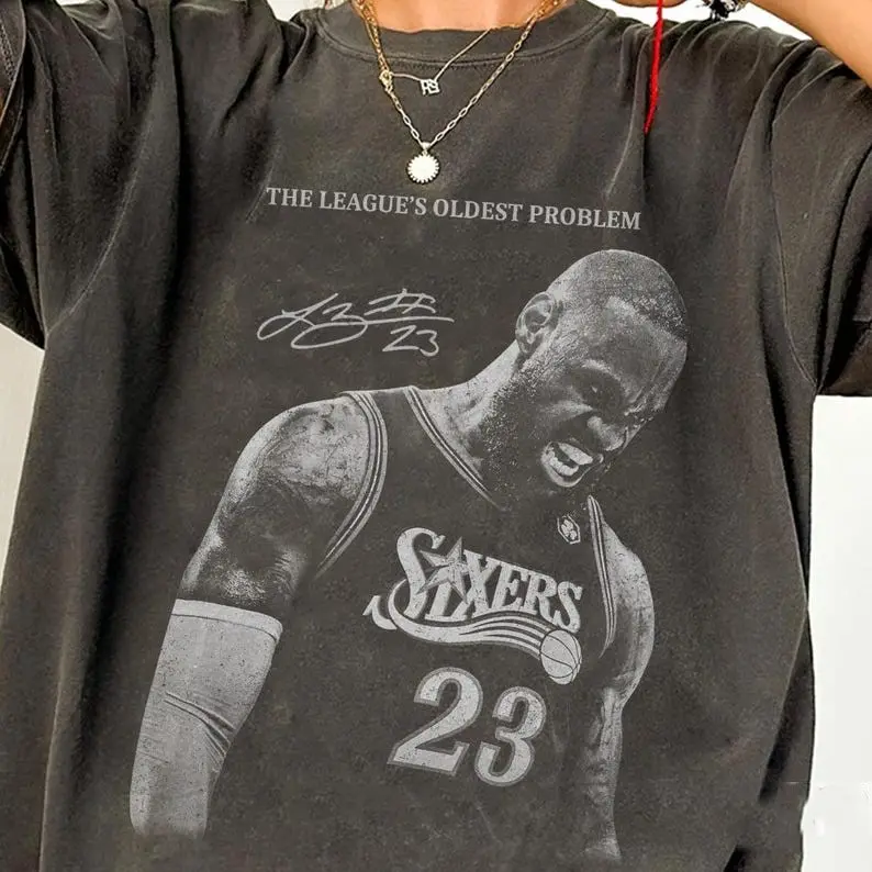 Vintage Le-Bron J Sixers Graphic  Tee, Philadel Basketball Shirt, Vintage Sports Tee
