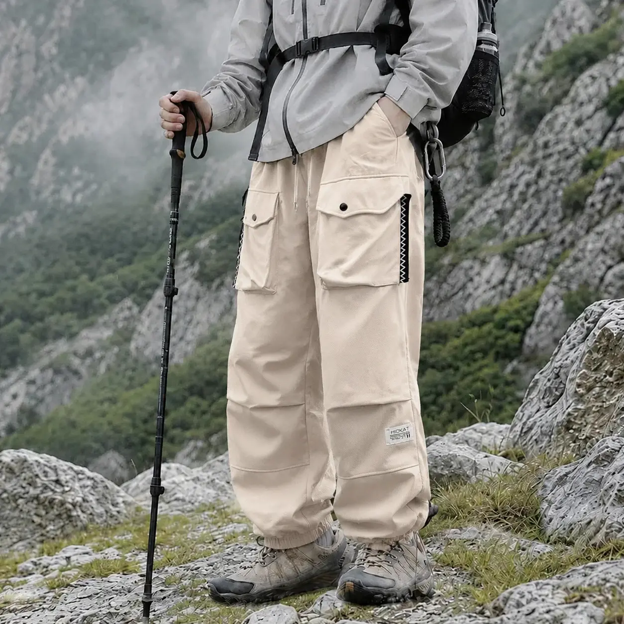 Men's Loose Fit Cargo Pants, Multi Pocket Tactical Jogger Pants, Streetwear Utility Work Pants with Elastic Cuffs for Outdoor Hiking, Casual Daily Wear