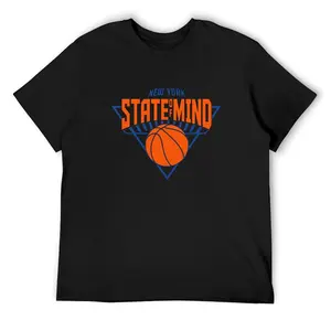 Men’s New York Basketball T-Shirt, State of Mind Graphic Tee, Casual Short Sleeve Crew Neck Shirt