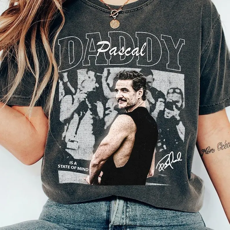 Men's Classic Cotton Casual Short-Sleeve Round-Neck Fitted Basics T-Shirt - Casual Fit, True Size Run, "Daddy Pascal Is A State Of Mind" Graphic for Fans
