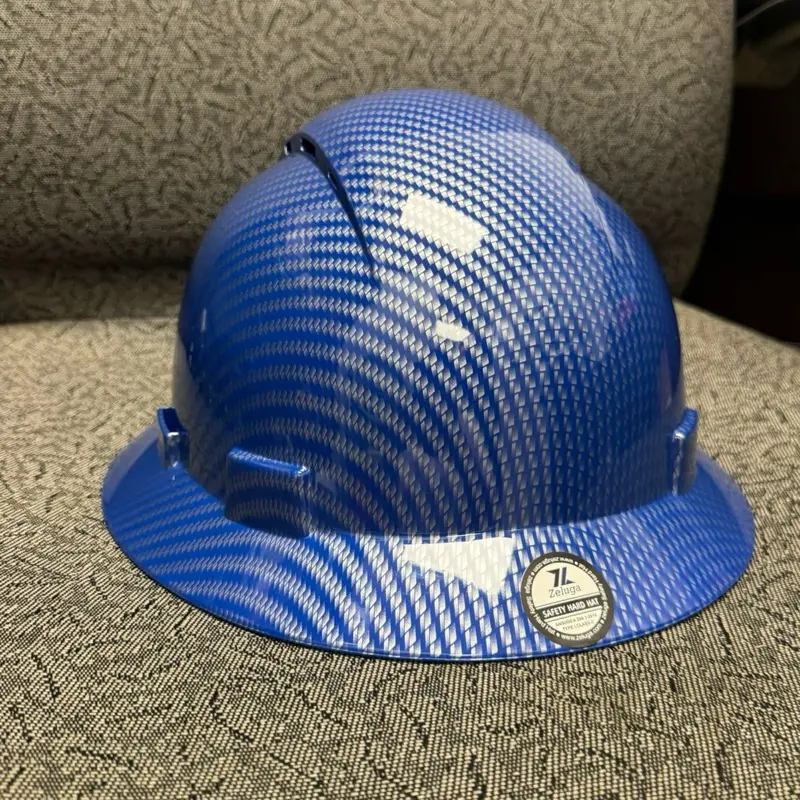 ZELUGA 15-446 High Density Polyethylene Full Brim, Hard Shell and Vented Hat, Carbon Fiber Blue Bright