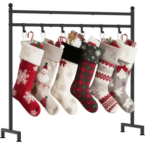 Christmas Stocking Holder Stand with 8 Hooks, Heavy Duty Freestanding Christmas Stocking Stand for Floor, Metal Holiday Decor Hanger Display for Fireplace Xmas Holiday Decoration