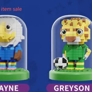 Micro Particle Building Block Football Sports Mascot Figure Toy, Soccer Match Peripheral Decoration, Collectible Sports Doll