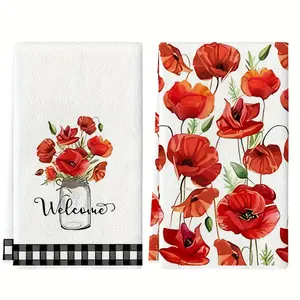 2pcs 23.6x15.7 In Plaid Edge Vase Kitchen Towels Microfiber Modern Absorbent Dishcloths Cooking Baking Tea Towels Dishwashing Cloths Hand Towels Tea Towels Super Soft Highly Absorbent Kitchen Decor