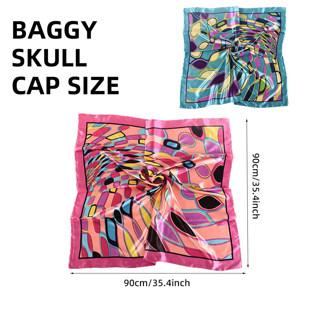 2Pcs Square Satin Hair Scarf, Silk Like Floral Head Scarves Large Satin Square Head Scarf Bandanas for Women Sports & Outdoor Style Modern