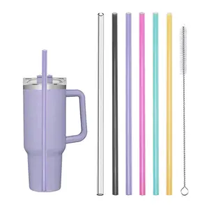 12 Inch Tritan Replacement Straw Set for Stanley 40 Oz Cup, Mug Accessories, Reusable Straws with Cleaning Brush, BPA Free, 6 Pack or 8 Pack Options