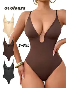 S~xxxl Women's Sexy Deep V Neck Thong Bodysuit, Seamless Shapewear, All Seasons Shaping and Slimming Fit, Stylish and Comfortable Loungewear
