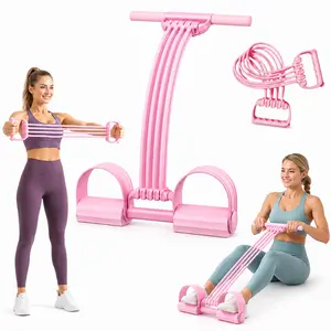 3-in-1 Pedal Resistance Band, 8-Tube Elastic Pull Rope with Handles, Adjustable Foot Pedal Exerciser for Home Use, Stretching, Arm & Leg Movement