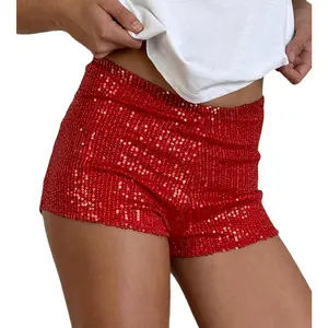 Womens Sequin Micro Shorts Low Waist Sparkly Y2k Cheetah Print Shorts Sexy Rave Bottoms Hot Pants Clubwear