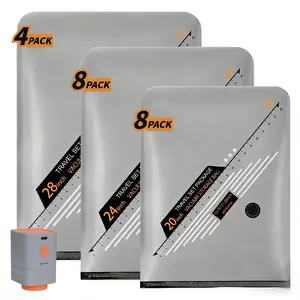 【2026 Upgraded】Vacuum Packing Pump Storage Bags 5Kpa Compression Hands-Free Cordless Rechargeable Lightweight Portable Transparent Travel Large Sealer Bags with Rounded Design Set 28/24/20 Inch 10/15/20 pcs Zipper Pouch Universal， Organiser