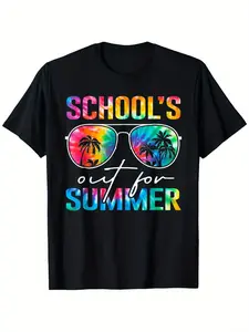 Schools Out For Summer Tie Dye Last Day Of School Teacher T-Shirt100% Cotton T-shirt Halloween Thanksgiving Christmas Gift for Men Women Family Friends, Valentines Day Gifts, Fathers Day Gifts Mothers Day Gifts