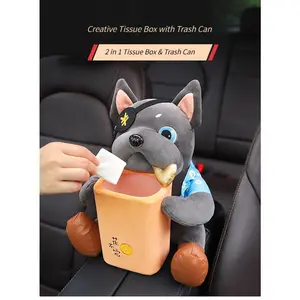A0124/2 in 1 Car Tissue Box with Trash Can Cute Doll Car Decoration decor