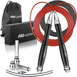 Jump Rope Pro Speed Skipping Rope Adjustable Adult Jumping Rope Weighted Aluminium Handles for Double Dutch Boxing Workout Crossfit Exercise Fitness Spare  Weights Protectors Carry Bag