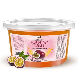 SYRUVIA Sweet Popping Boba Pearls, Passion Fruit, 1 LB – Bursting beverage & dessert topping for bubble tea and more Passion fruit-flavored pearls