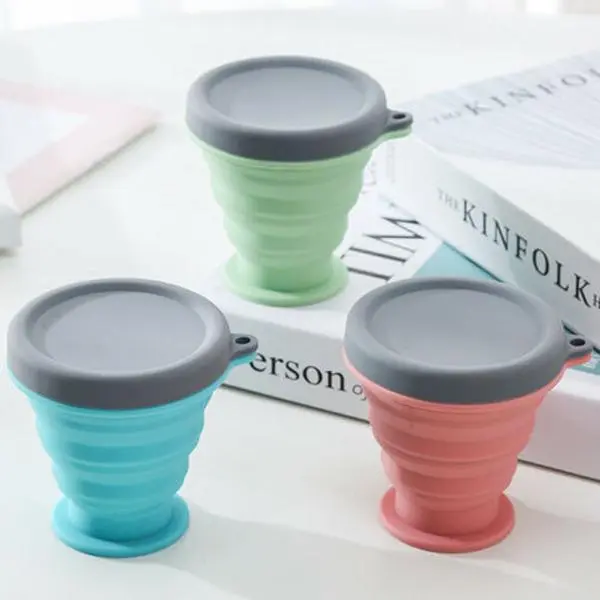 200ML Collapsible Silicone Travel Coffee Cup-Reusable Portable Cup with Lid
