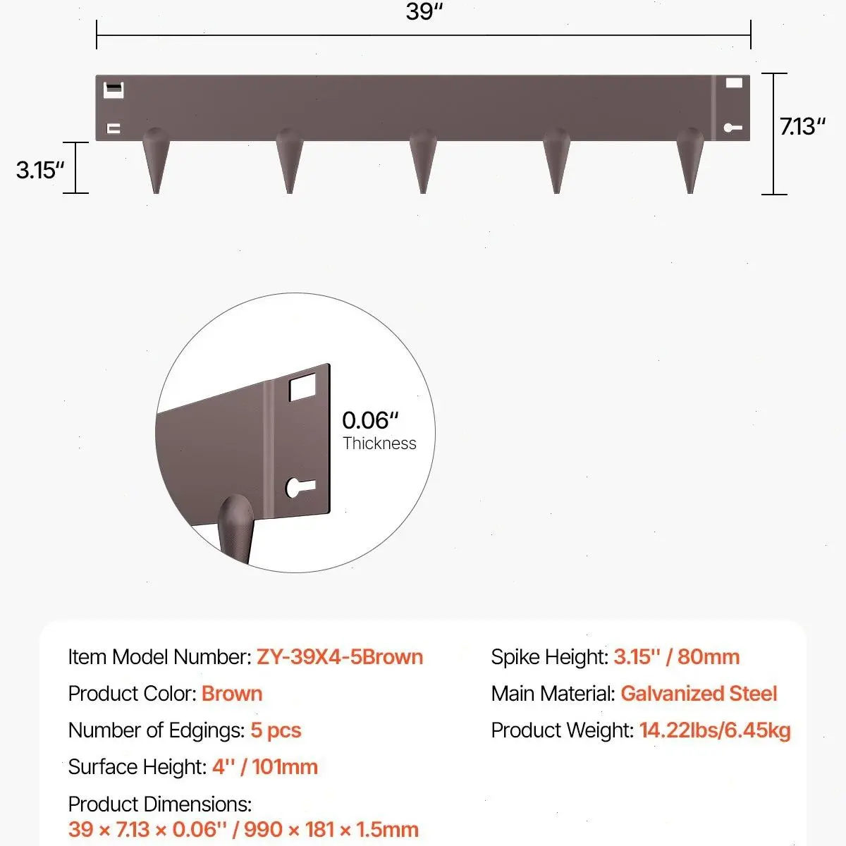 Brown【5 pcs】39 x 4 inch