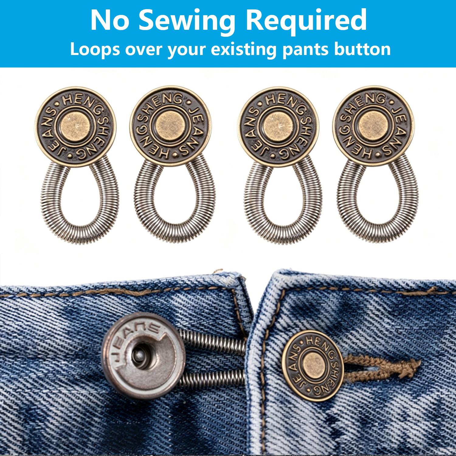 20 Pcs Premium Metal Button Extenders for Jeans & Pants - Easy Hook-On, Bronze Tone, Universal Fit, Instant Waist Expansion for Daily Wear (Sewing Accessories & Haberdashery)