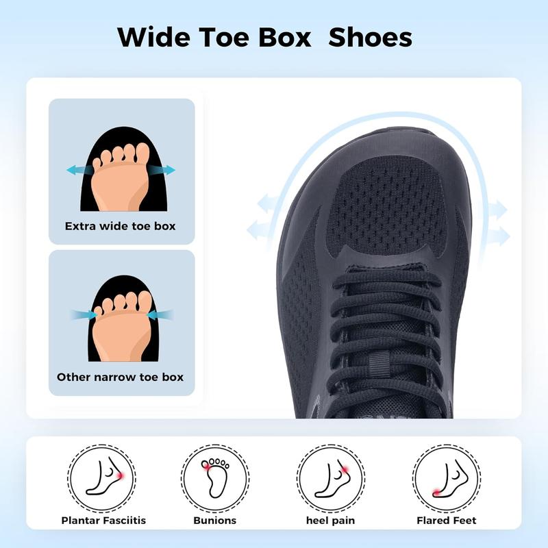 AOV Womens Wide Toe Box Walking Shoes Arch Support Plantar Fasciitis Running Tennis Sneakers Gym Training Shoes Running Shoes