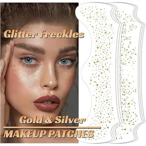 8 Pcs Face Glitter Freckles Makeup Patches, Temporary Metallic Tattoos, Gold and Silver Makeup Patches,Face Glitter Makeup Speckles - Glow Up Makeup Patches - Face Speckles Patches.