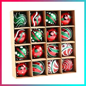 2.36’’ Christmas Balls Ornaments - 16PCS Plastic Christmas Tree Ornaments Balls, 2024 Christmas Ornaments, White Green and Red Hanging Decorations, Shatterproof Ornaments for Christmas
