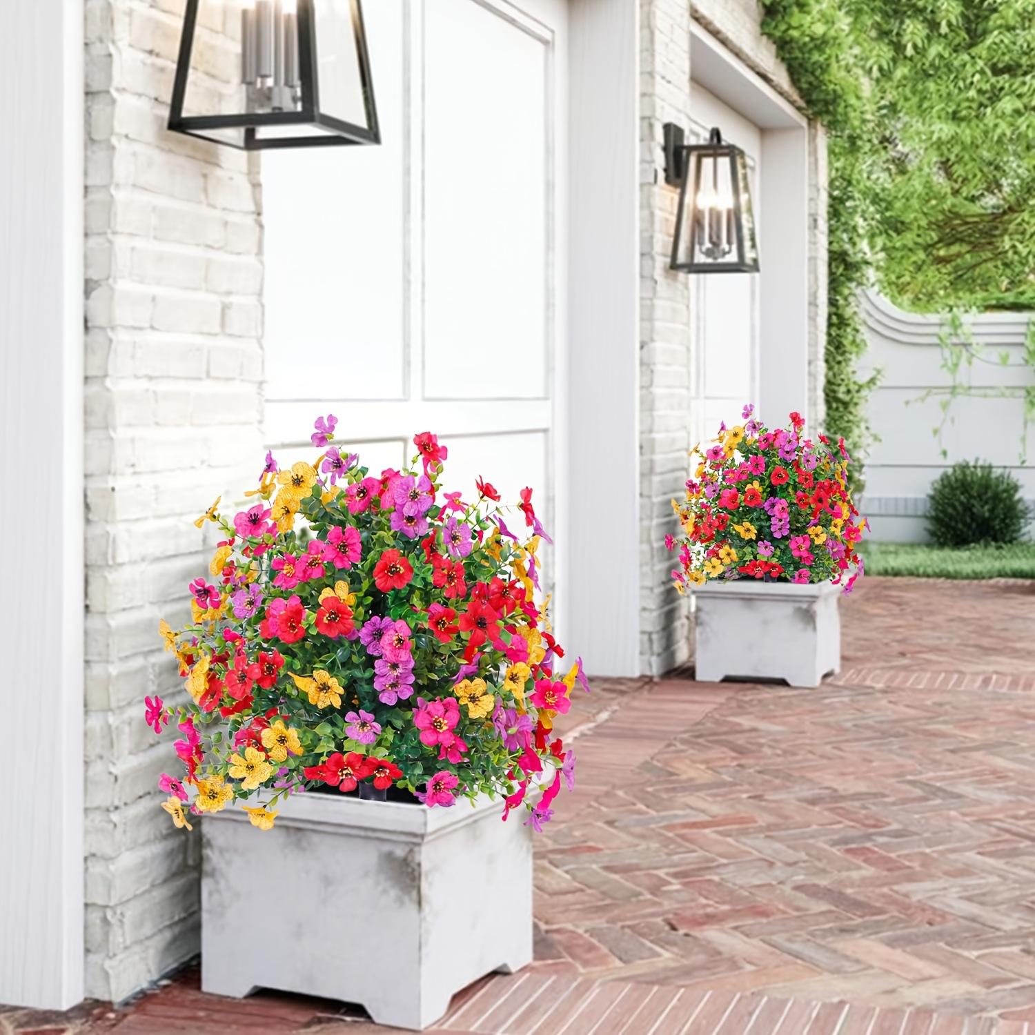 Lifelike Artificial Violet Rose Bushes, UV Resistant & Waterproof Outdoor Faux Flowers, Low Maintenance Garden Porch Patio Decor, No Watering Required All Year Round