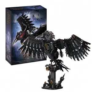 Mechanical Birds Building Sets for Adults, 1018PCS Sky Animals Crow Collection Toy, Decorative Item, STEM Building Halloween & Christmas Gift for Teens, Black With Golden Gear Accents