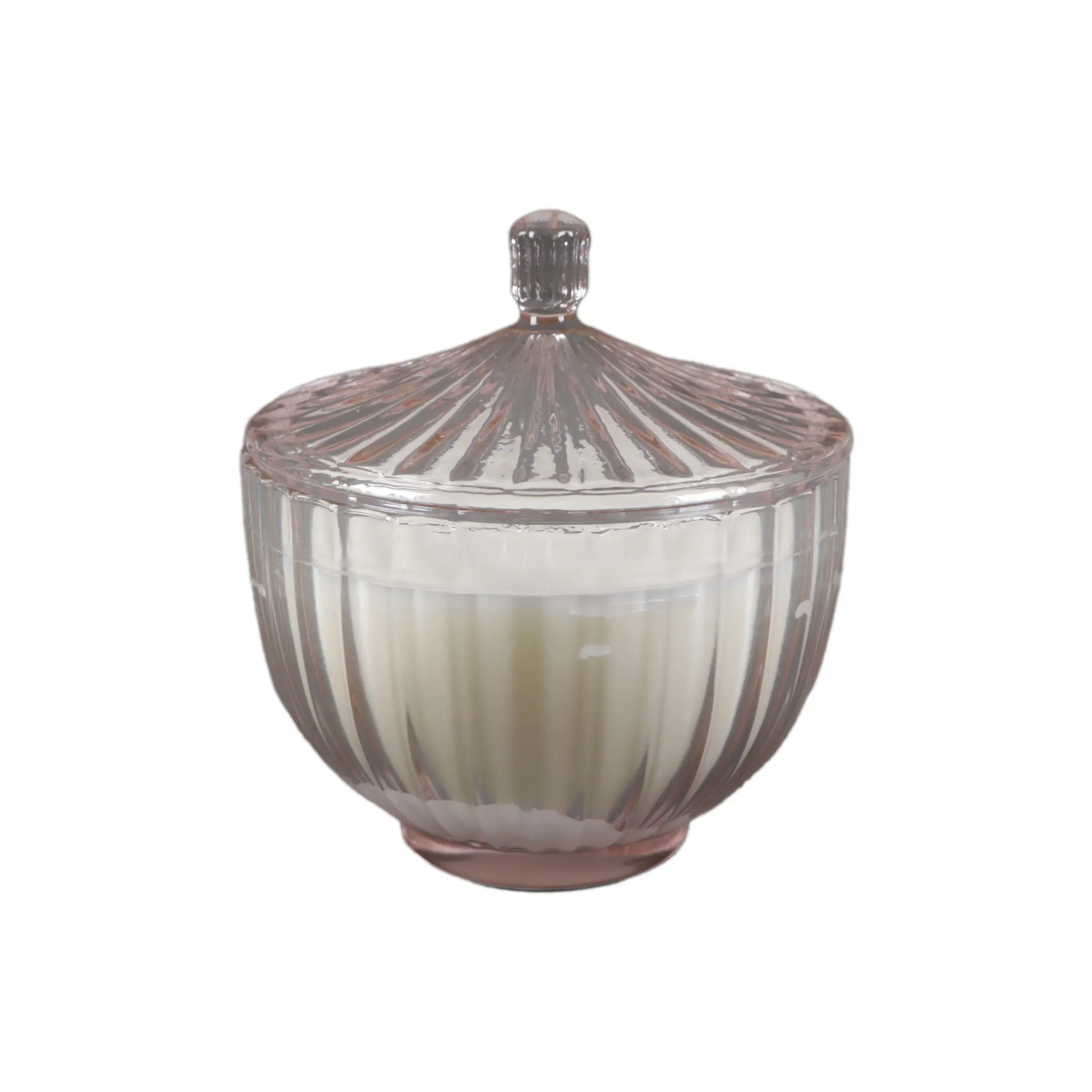 Glass Rib Apothecary Candle with Lid Peony Scented 19 oz Household Candle for Decor & Gift Floral Fragrance Ornaments