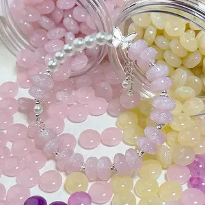 【B012 】6x10mm Fine Glitter Resin Abacus Synthetic Beads, Handmade DIY Beading Supplies, Jewelry Making Materials for Bracelets, Necklaces