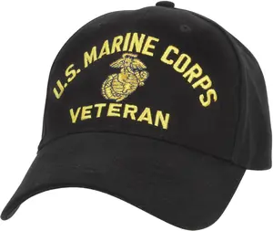 Black - US MARINE CORPS VETERAN Low Profile Deluxe Adjustable Cap