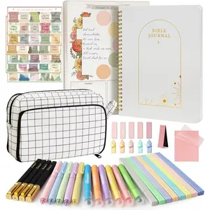 Study Kit -  Journaling Supplies Kit for Women - Christian Gifts for Women - Highlighters and Pens with Aesthetic Bibles Journal Notebook - Bibles Accessories Annotation Kits