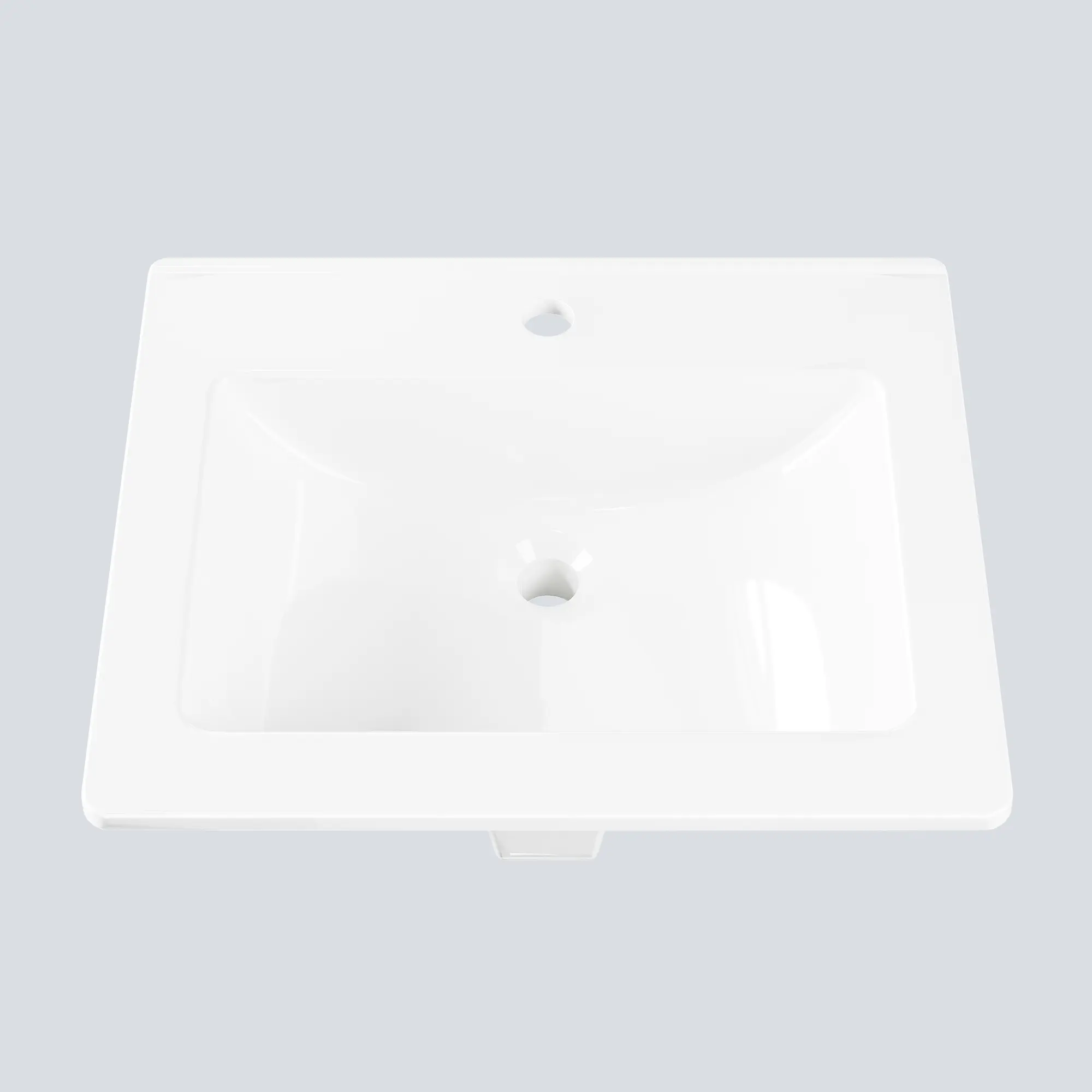 Semi-Recessed Square Ceramic Bathroom Vessel basin – 21.26 x 17.72 x 6.65 Inch White Vanity Basin – Modern Countertop Installation – Single Faucet Hole – Perfect for Small Bathrooms, Guest Vanity, Apartment Renovation