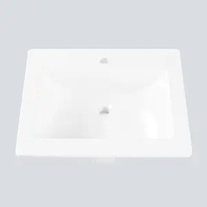 Semi-Recessed Square Ceramic Bathroom Vessel basin – 21.26 x 17.72 x 6.65 Inch White Vanity Basin – Modern Countertop Installation – Single Faucet Hole – Perfect for Small Bathrooms, Guest Vanity, Apartment Renovation