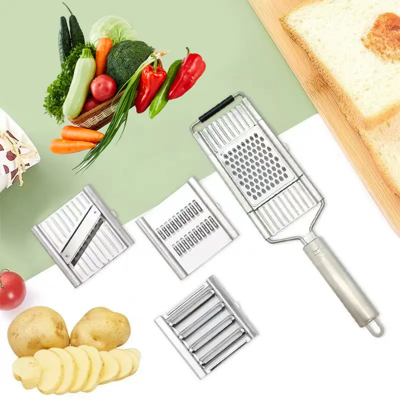 Stainless Steel Vegetable Slicer,Grater Multifunctional 4 in 1 Handheld Cheese Grater,Professional Stainless Steel Cheese Graters for Kitchen, Durable, Dishwasher Safe, Easy To Use and Clean Essential Kitchen Gadgets