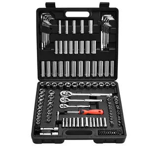 【DealsForYouDays】VEOVR 149-Piece Mechanic Tools Kit, CR-V Steel Impact-Resistant Ratchet Wrench Sets with 3/8, 1/4 & 1/2 in Drive Sockets, Chrome-Plated SAE/Metric Deep & Shallow Sockets, Bits, Accessories & Storage Case for Auto Repair