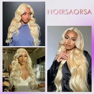 NOIRSAORSA Fashion 613 Transparent Wig Frontal Lace 13x4 Golden Curly Bangs 22-24 inches Lightweight Breathable Glueless Style for Black Women 5-in-1 Set Silky Smooth & Delicate Touch