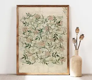 Vintage Botanica Art | Botanical Textile Art | Large Wall Art  |William Morris| poster| home decor| no frame