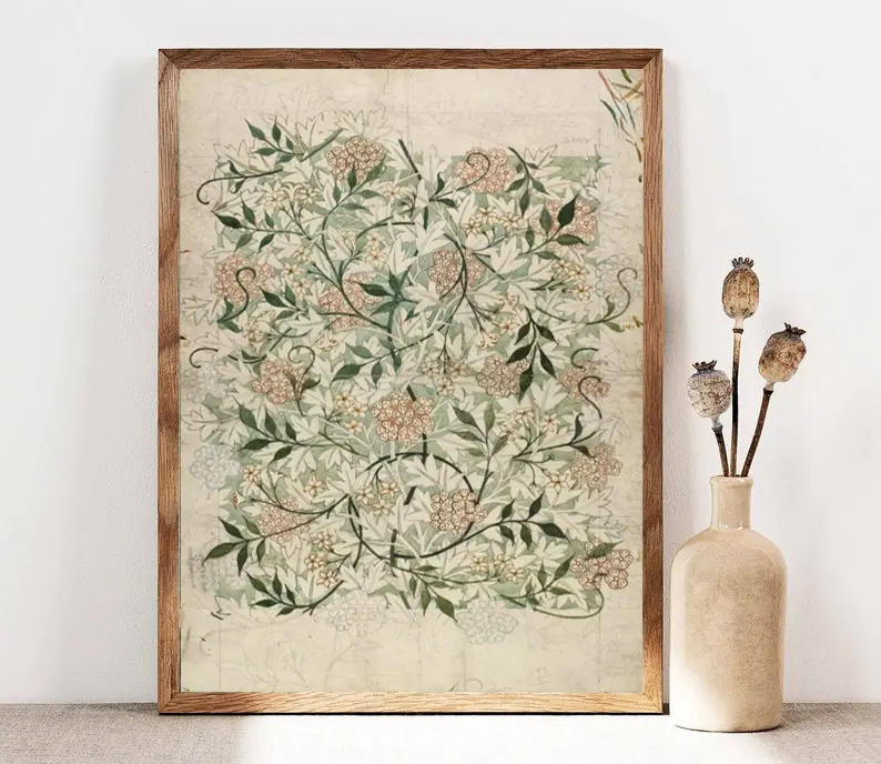 Vintage Botanica Art | Botanical Textile Art | Large Wall Art  |William Morris| poster| home decor| no frame