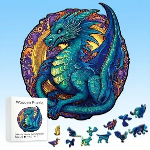 Magic Dragon Wooden Creative Puzzle, Unique Irregular Animal Shape, Perfect for Puzzle Lovers, Christmas Birthday Gift, Home Decor, Family Game