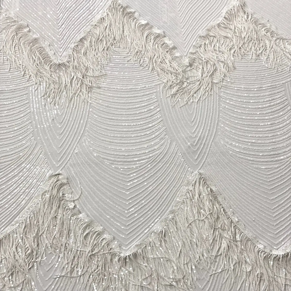 Flamingo Fringe Embroidered Stretch Sequin Fabric