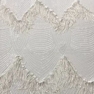 Flamingo Fringe Embroidered Stretch Sequin Fabric